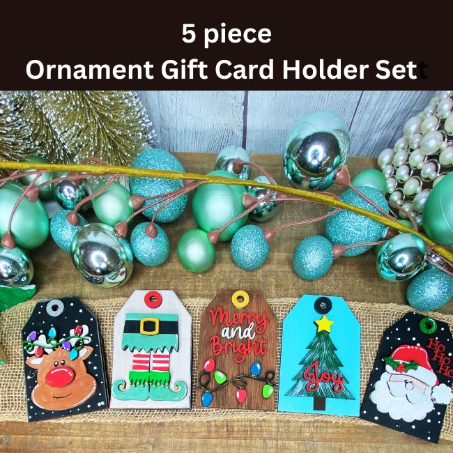 DIY Wood  Christmas Ornament Gift Card Holder Set: