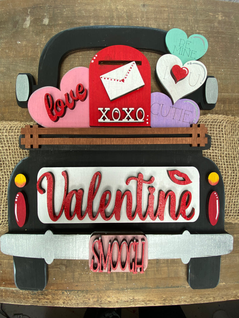 3D Wood Vintage Truck Shelf Sitter Valentine Insert: Insert only