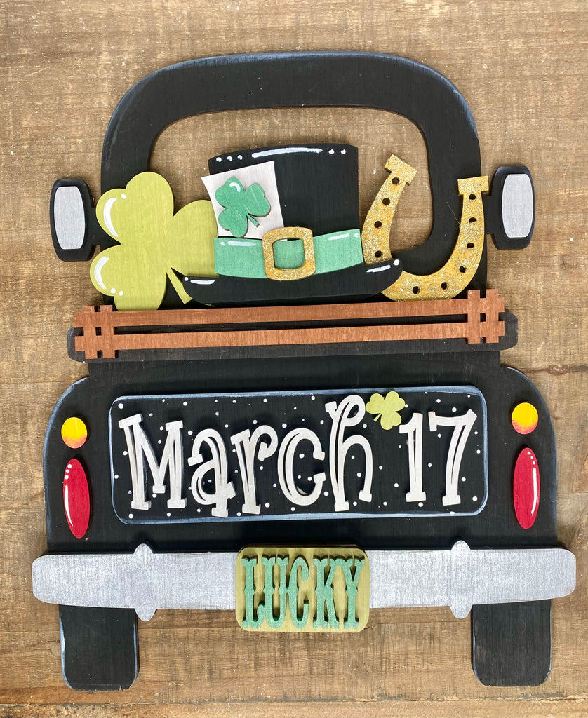 3D Wood Truck Shelf Sitter St. Patricks Day Insert: Insert only for Vintage Truck