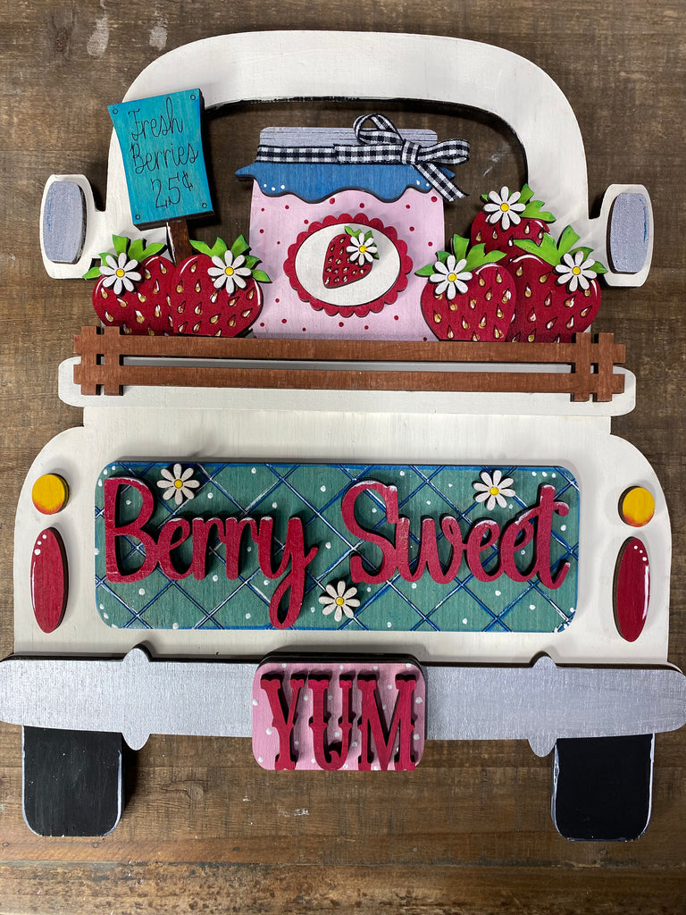 DIY 3D Wood Truck Berry Sweet Strawberry Insert: Insert Only for Double Sided Vintage Truck