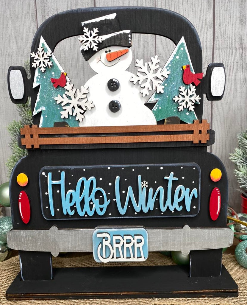 3D Wood Snowman insert for Vintage Truck or Bread Board Shelf Sitter: Insert Only