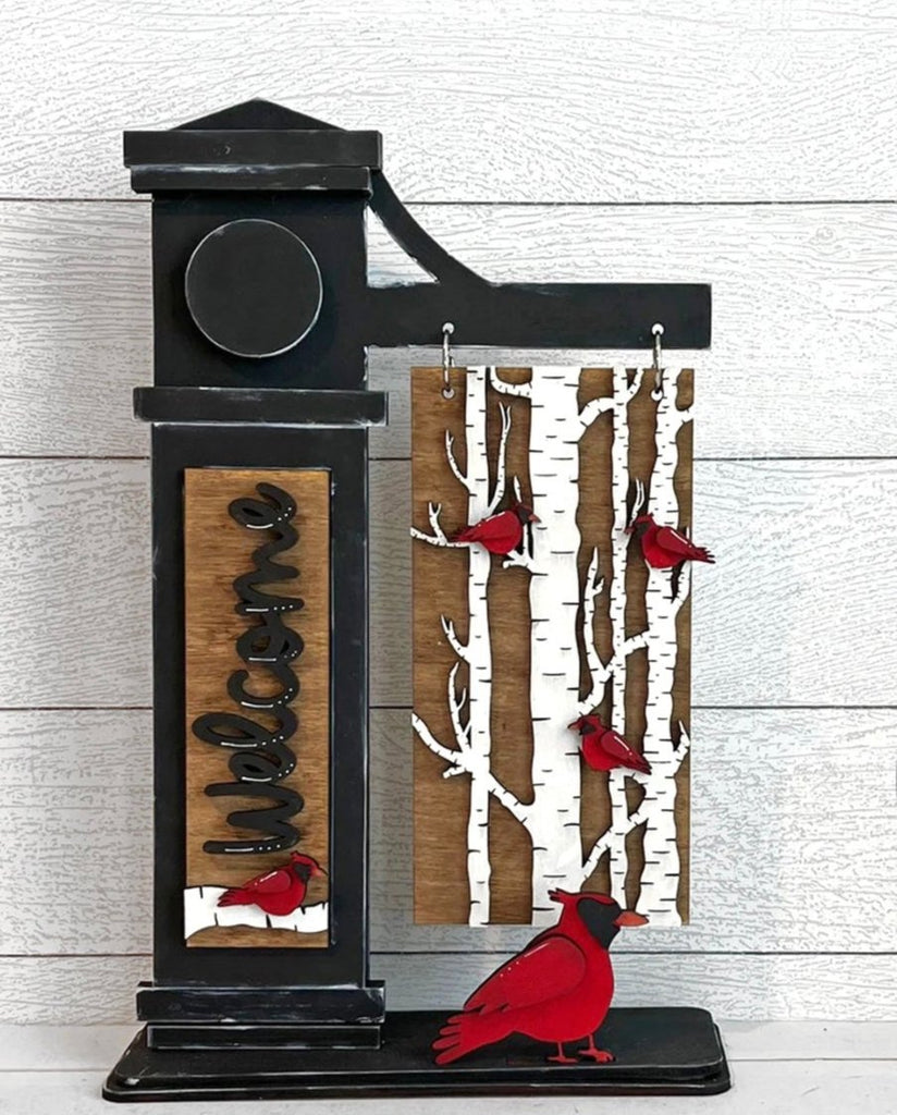 3D   Welcome Winter Cardinal DIY Wood Insert Kit for the Arm Stand: Insert Only