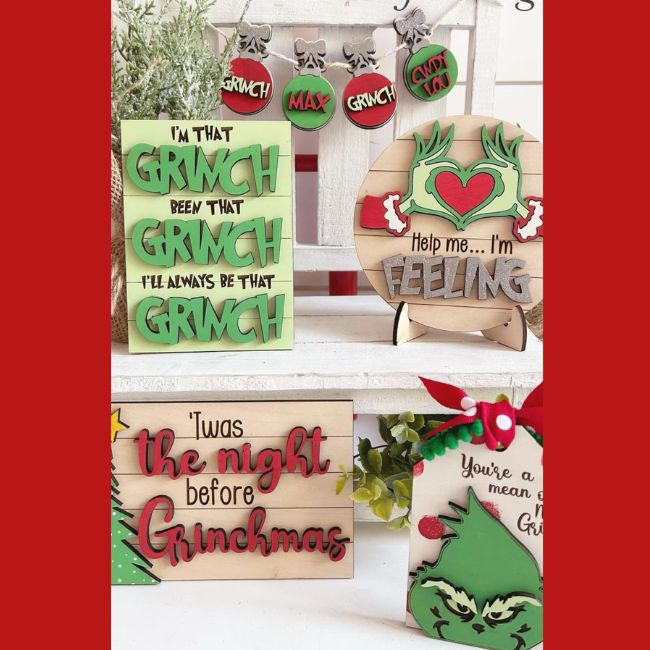 DIY Holiday Grump Wood Tiered Tray Kit Set Clayopatra Arts