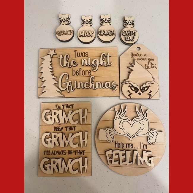 DIY Holiday Grump Wood Tiered Tray Kit Set Clayopatra Arts