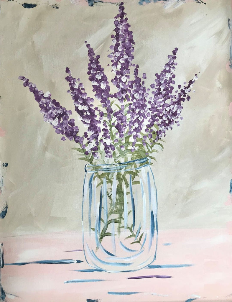Purple Flowers in a Vase Canvas Paint Kit