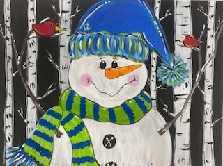 Woodland Snowman Adult Canvas Art Kit