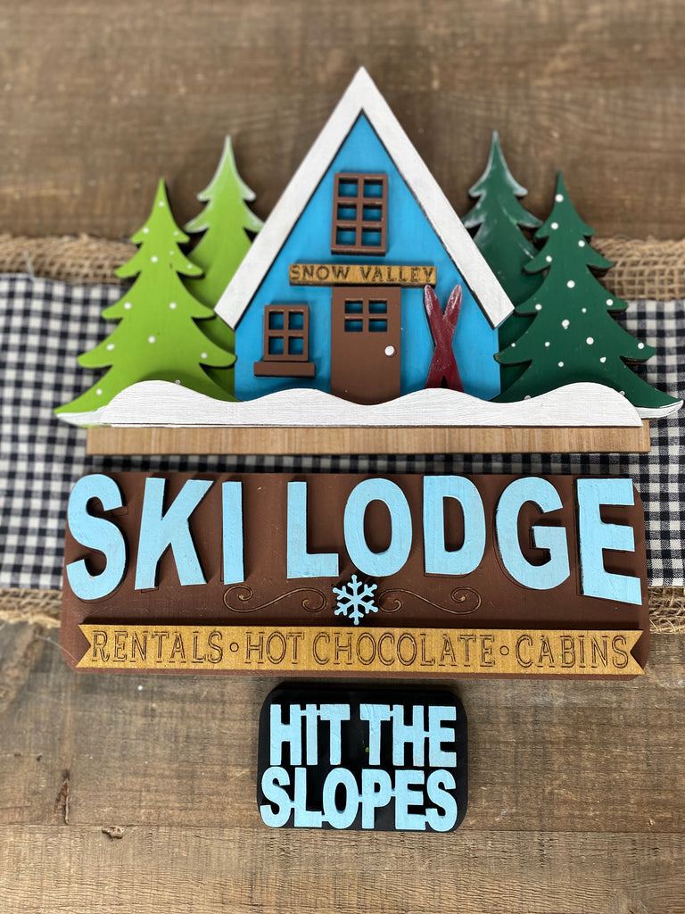 3D DIY Ski Lodge Wood Truck  Insert: Insert Only for Double Sided Vintage Truck