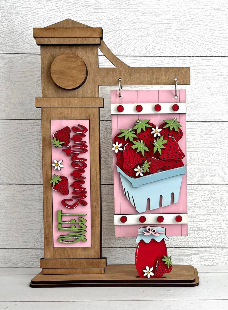 3D  Sweet Summertime Strawberry DIY Wood Insert Kit for the Arm Stand: Insert Only