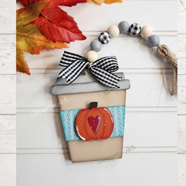 DIY Wood Blank Pumpkin Spice Fall Ornament Gift Card Holder
