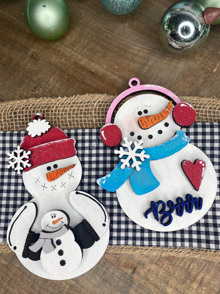 Wood Blank Ornament Set: set of 2snowmen