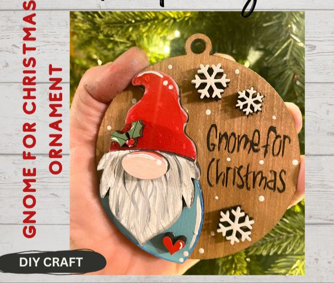 DIY Wood Gnome for Christmas Ornament Craft