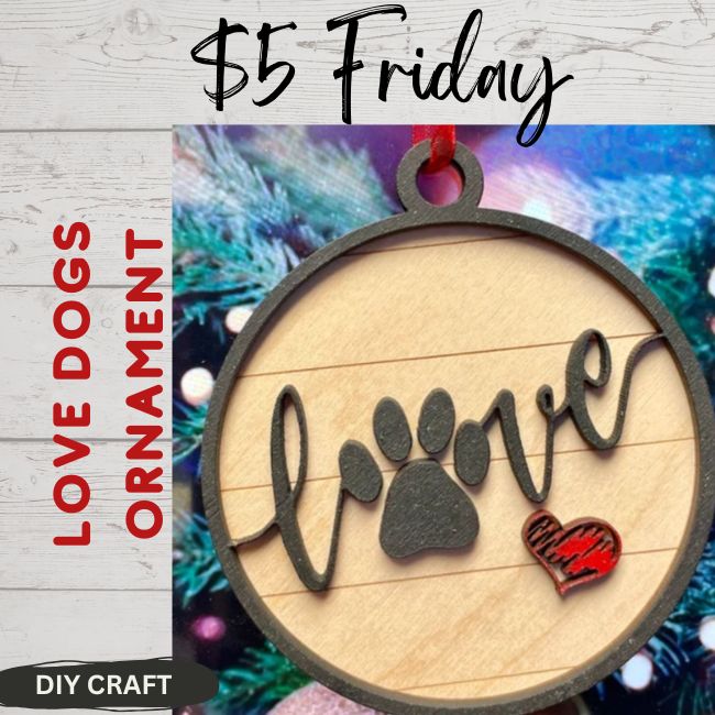 DIY Wood Winter Love Dogs Ornament