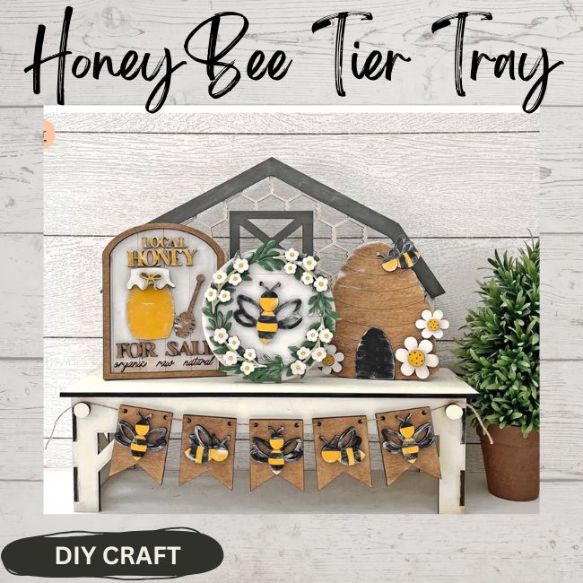 Honey Bees DIY Wood Tiered Tray Kit Shelf Sitter Set:Tier Tray Only