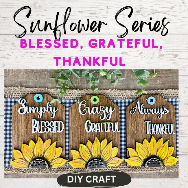Sunflower Ornament DIY Craft: set of 3 with or without gift card backers