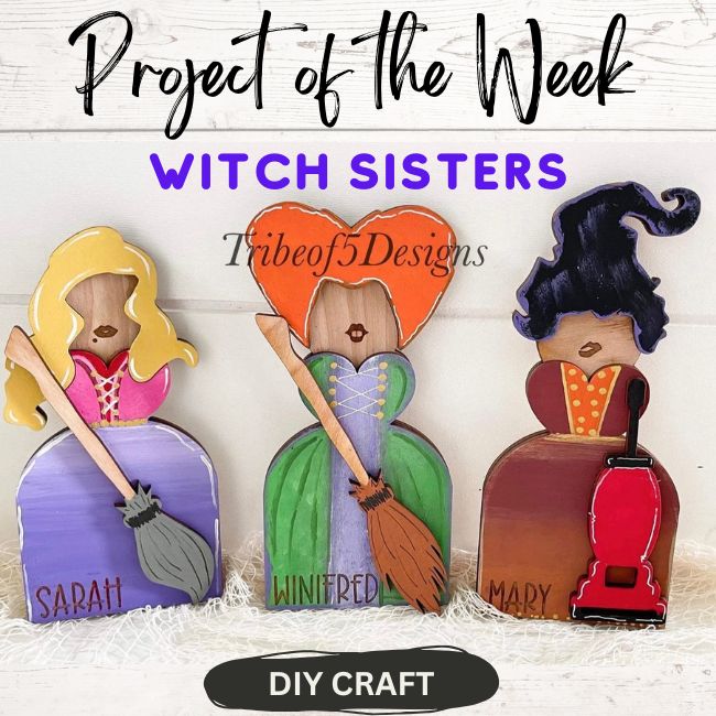 DIY Wood Witch Sisters Trio Shelf Sitter Project