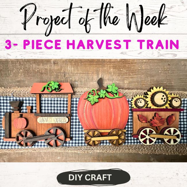 Harvest Train 3 piece Counter top Decor Craft Kit