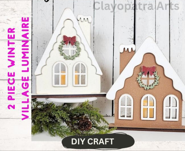 Winter Village Luminaire 2 Piece Counter top Decor Craft Kit