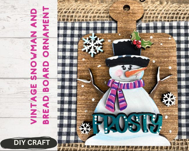 Vintage Snowman and Breadboard Winter Ornament  DIY Craft