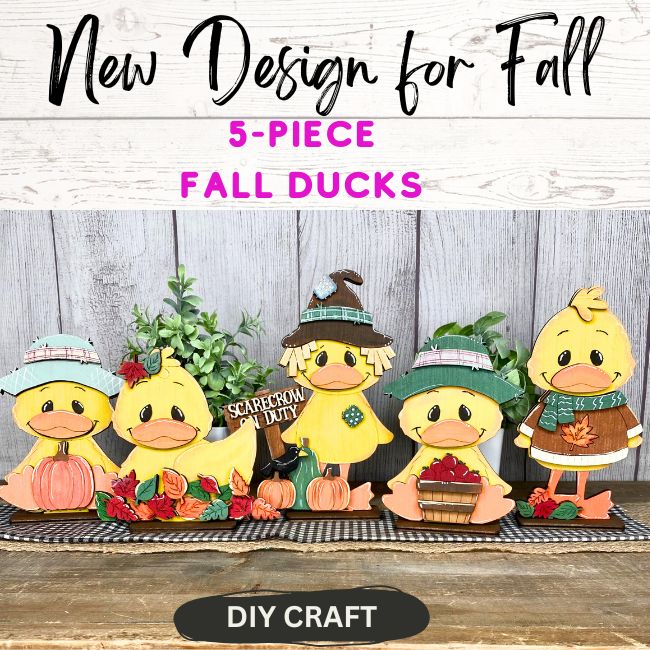DIY Wood Fall Duck Shelf Sitter Set: 5 Duck Set with stands