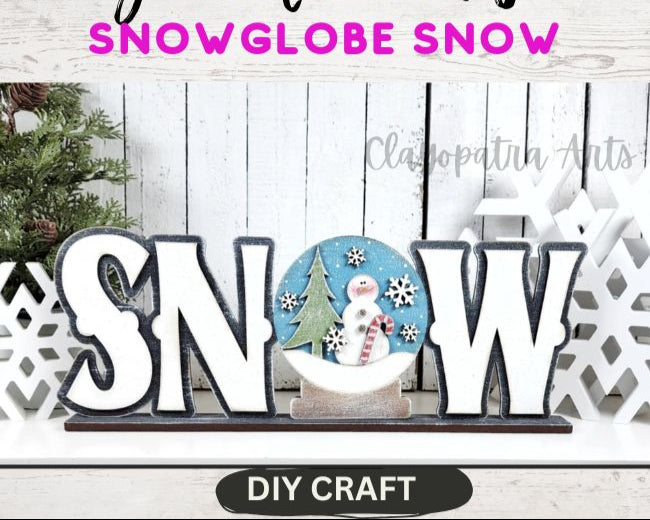 Snowglobe Snow Word Block Shelf Sitter  Craft Kit