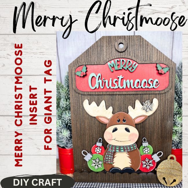 Merry Christmoose DIY Wood Insert Kit for the Giant Gift Tag: Insert Only