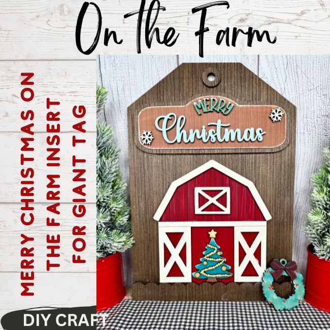 Merry Christmas on the Farm DIY Wood Insert Kit for the Giant Gift Tag: Insert Only
