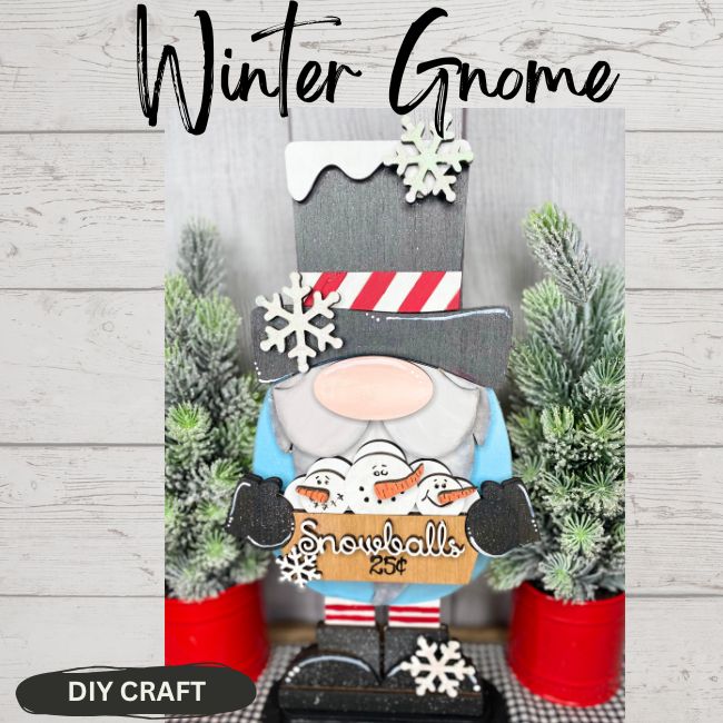 Vintage Winter Gnomie DIY Wood Artsy Kit