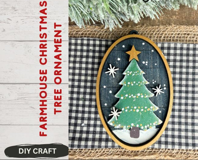 Farmhouse Christmas Tree Wood Winter Ornament  DIY Craft