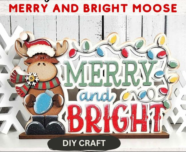 Merry and Bright Moose Sign Craft Kit