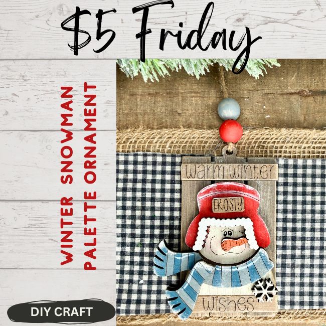 Winter Snowman Palette Wood Winter Ornament  DIY Craft