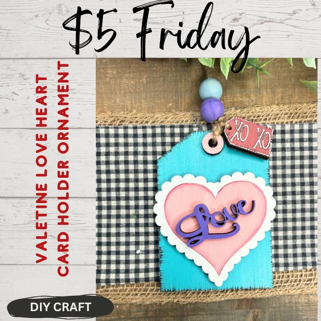 Valentine Love Heart Gift Card Holder Wood Winter Ornament  DIY Craft