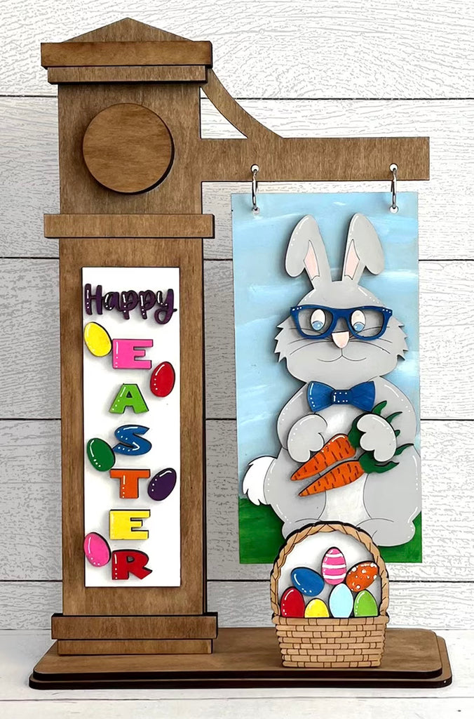 Happy Easter Bunny and Carrot DIY Wood Insert Kit for the Arm Stand: Insert Only