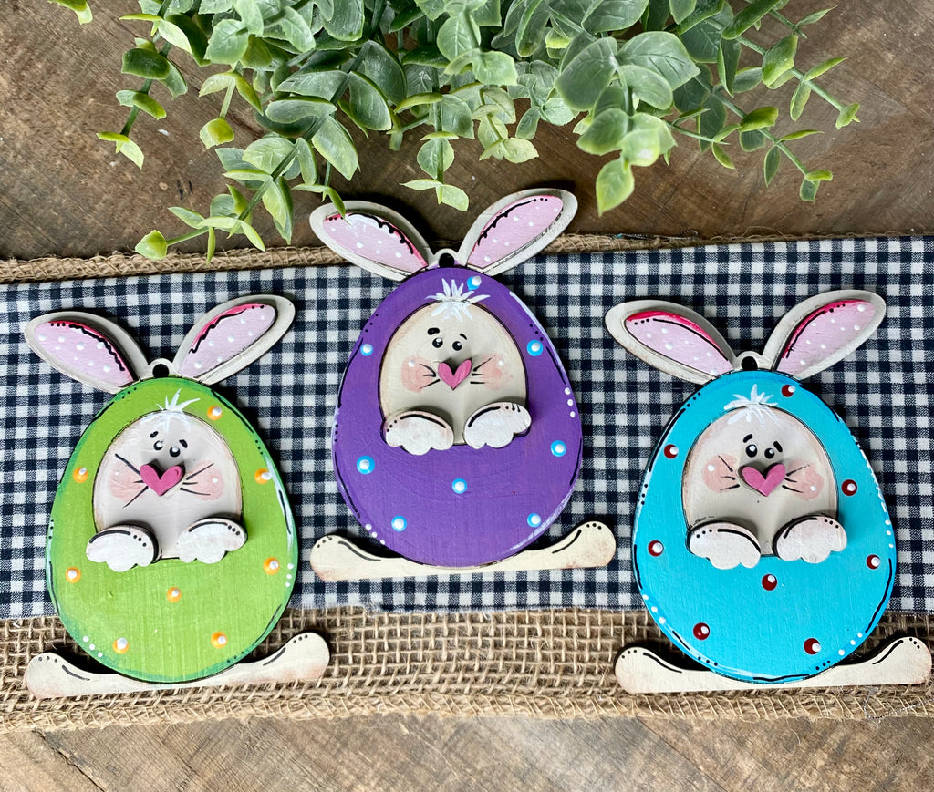 DIY Wood 3 piece Easter Bunny Ornament