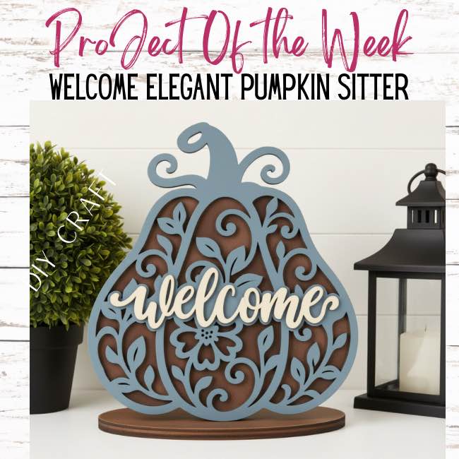 Welcome Elegant Pumpkin Shelf Sitter