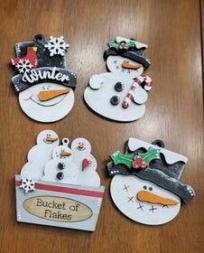Wood Blank Ornament Set: set of 4 snowmen