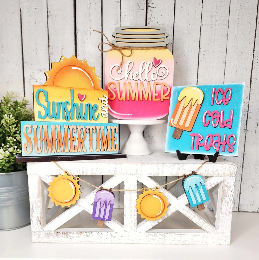 Sweet Summertime Popsicle Tiered Tray DIY Wood Artsy Kit: Project of the week includes paint kit