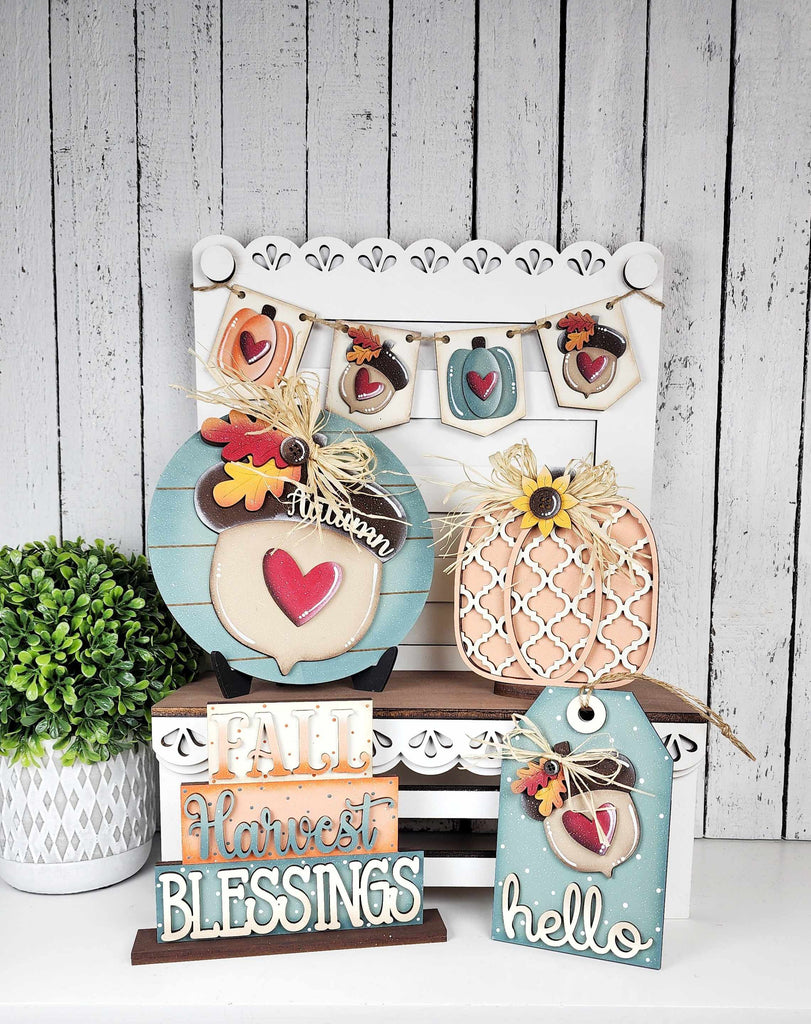 Fall Harvest Blessings Wood Tiered Tray Kit Shelf Sitter Set:Tier Tray Only
