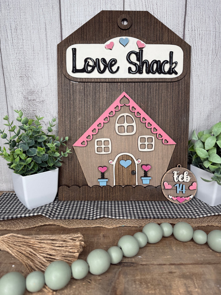 LOVE SHACK Valentine's DIY Wood Insert Kit for the Giant Gift Tag: Insert Only