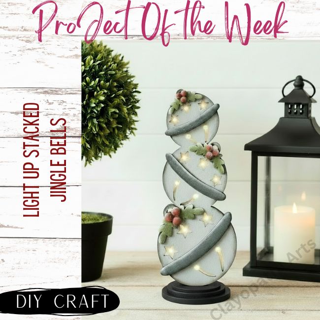 Light UP stacked Jingle Bells  Wood Craft Kit Shelf Sitter