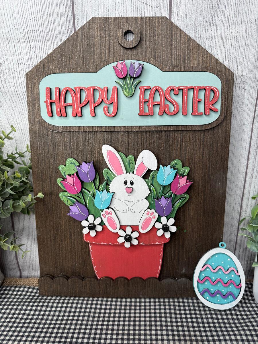 Happy Easter Bunny in Pot DIY Wood Insert Kit for the Giant Gift Tag ...