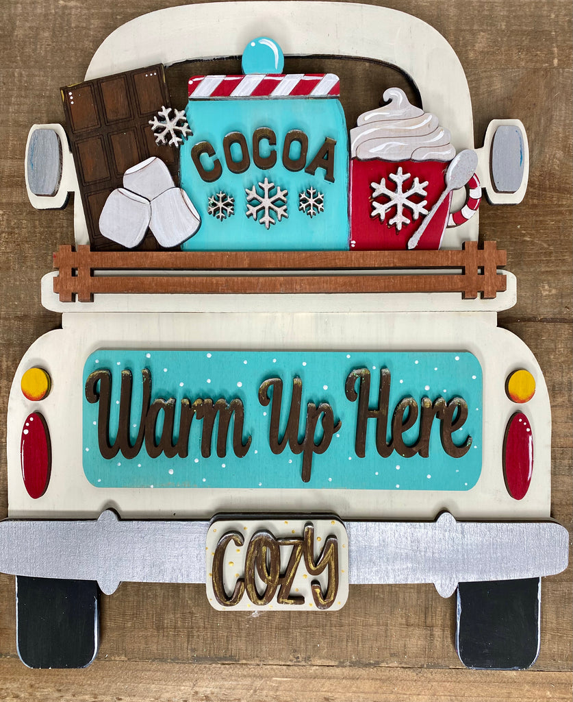 3D Wood Truck DIY Hot Cocoa Insert Only for Double Sided Vintage Truck