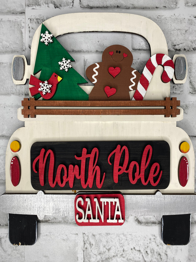 Wood Truck Fall North Pole Insert: Insert Only for Double Sided Vintage Truck