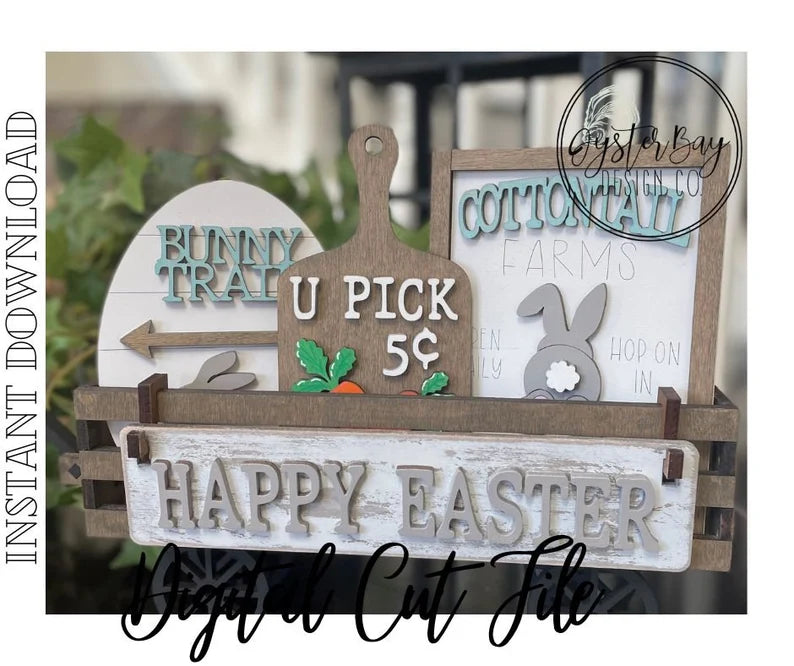 DIY Happy Easter Insert:  Insert Only for wagon and bench