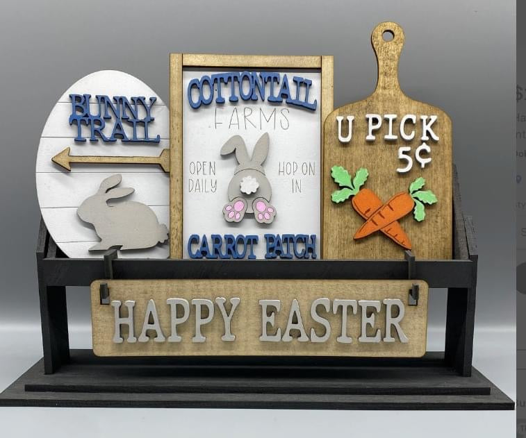 DIY Happy Easter Insert: Insert Only for wagon and bench – Clayopatra Arts