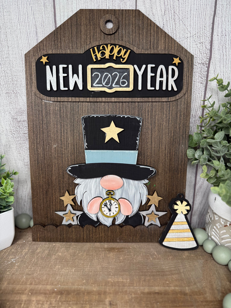 New Years Gnome DIY Wood Insert Kit for the Giant Gift Tag: Insert Only