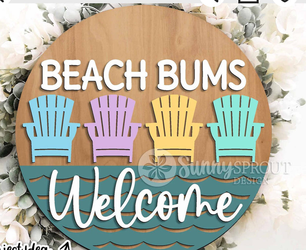 Welcome Beach Bums 3d DIY Door Hanger Blank: 12 or 18"