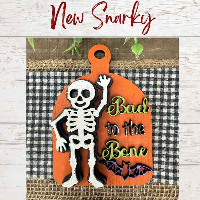 Bad to the Bone Skeleton Halloween Wood Fall Ornament DIY Craft Kit