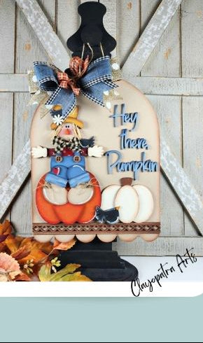 Hey there Pumpkin Scarecrow 3D DIY Sign for Spindle Stand