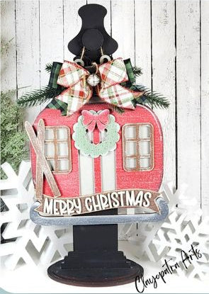 Merry Christmas Winter Gondola 3D DIY Sign for Spindle Stand