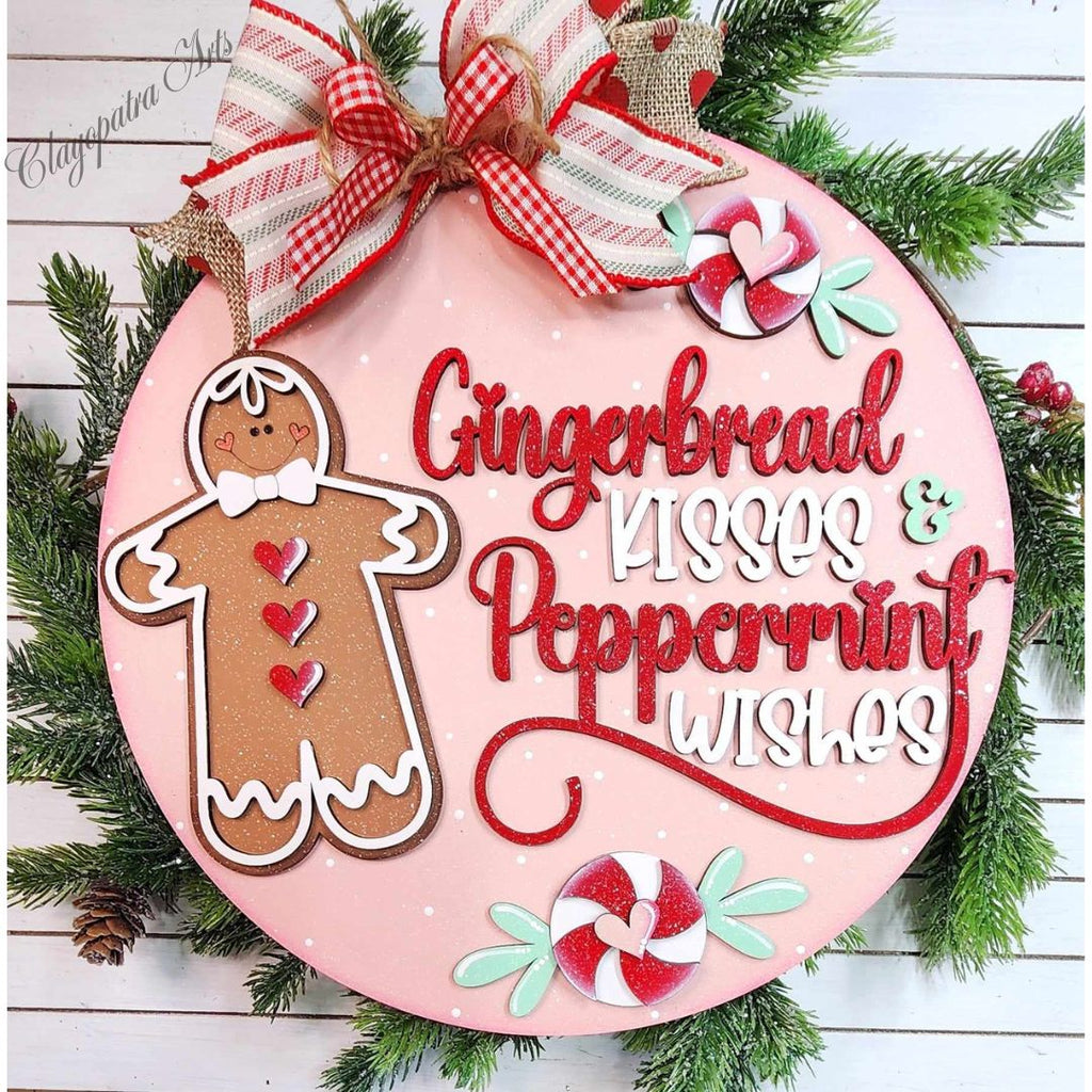 Gingerbread  Kisses DIY Wood Door Hanger Blank: 12" or 18"